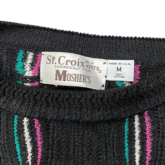Vintage St. Croix black pullover sweater chunky 80s knit size M 100% cotton - Picture 3 of 8